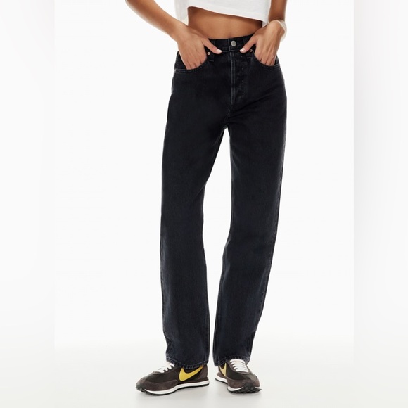Denim Forum The Joni High Rise Loose 32l Size 24 Black - Picture 1 of 9